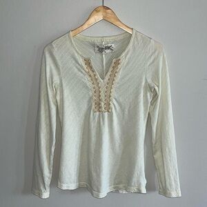 Aventura Cream Embellished Long Sleeve Blouse